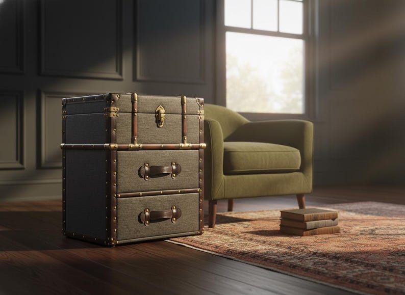 storage chest open showing interior space hinged lid detail