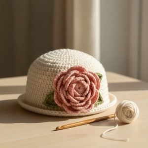 Flower Hat Crochet Pattern | 3D Floral Beanie | Beginner Friendly PDF