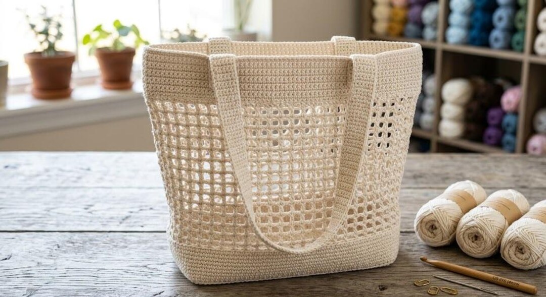 Crochet Market Bag Pattern PDF, French Tote, Mesh Bag Pattern, Reusable ...