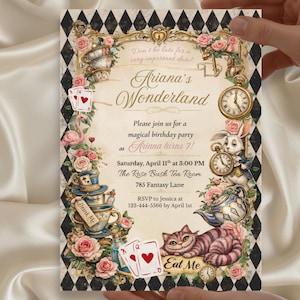 Alice im Wunderland-Einladung | Bearbeitbare Teeparty, Vintages Wunderland (Digitaler Download)