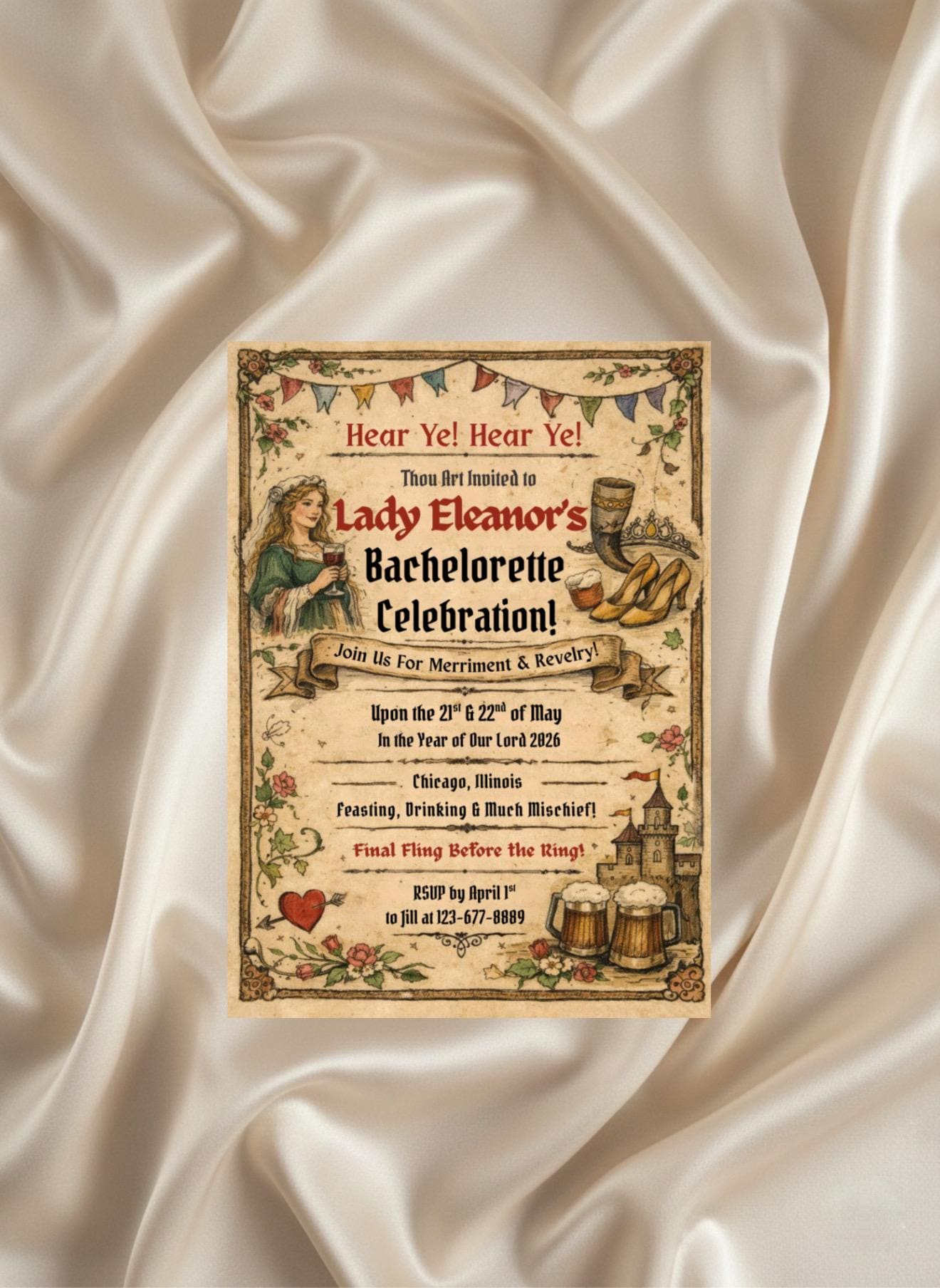 Medieval Bachelorette Invitation