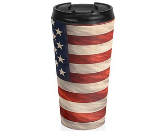 Roestvrijstalen reismok met Amerikaanse vlag | Patriottische sterren en strepen