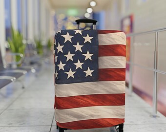 Worn American Flag Luggage Cover | USA Stars Stripes Suitcase Cover