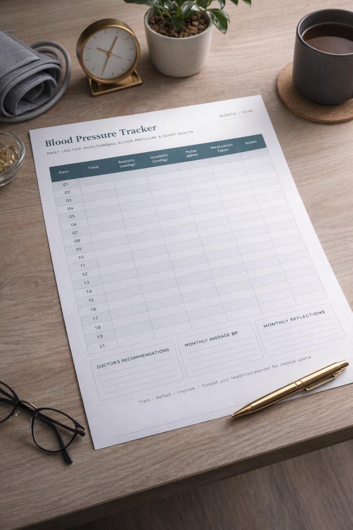 Bp Tracker Table Blood Pressure Tracker Printable, BP Log PDF, Daily Blood Pressure ...