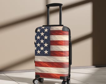 Maleta con la bandera estadounidense / Equipaje de viaje de EE. UU., equipaje de mano patriótico