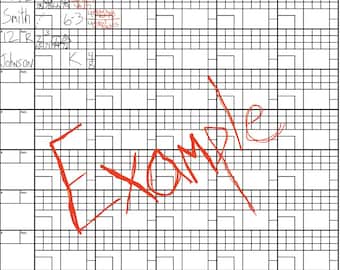 Dos gráficos de lanzamiento en juego para seguir todo el juego. 1 gráfico es para 9 bateadores con área para velocidad y el otro gráfico es para 10 bateadores sin velocidad.