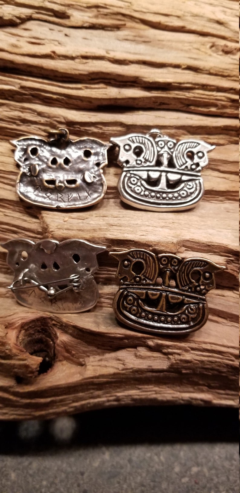 Viking Ship Pendant or pin cast in 925 Silver or Bronze.