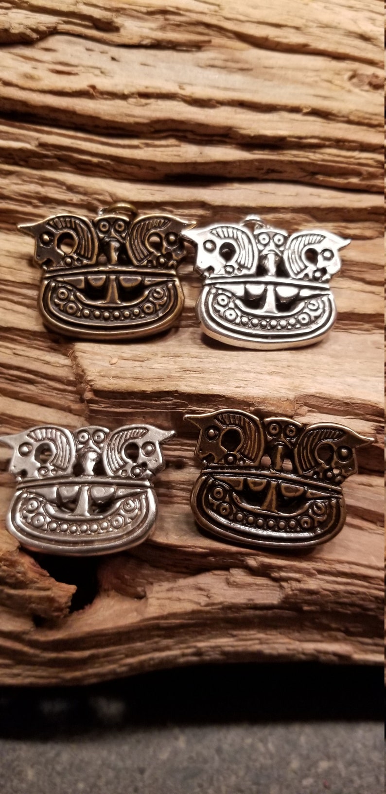 Viking Ship Pendant or pin cast in 925 Silver or Bronze.