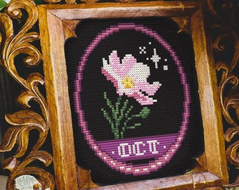Birth Flower October Cosmos Folklore Cross Stitch Pattern PDF