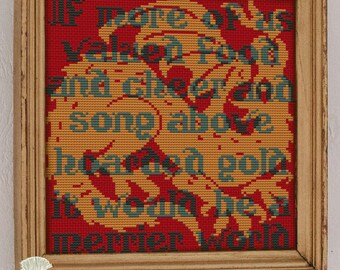 The Hobbit Tolkien LoTR Quote Dragon Cross Stitch Pattern PDF