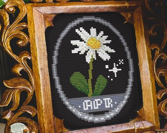 Birth Flower April Daisy Folklore Cross Stitch Pattern PDF