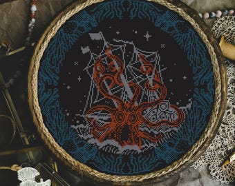 The Kraken Nautical Horror Cross Stitch Pattern PDF