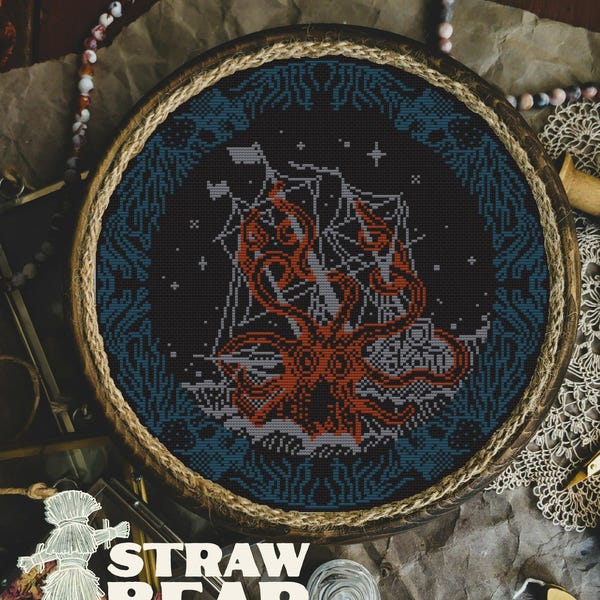 The Kraken Nautical Horror Cross Stitch Pattern PDF