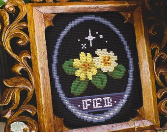 Birth Flower February Primrose Folklore Cross Stitch Pattern PDF