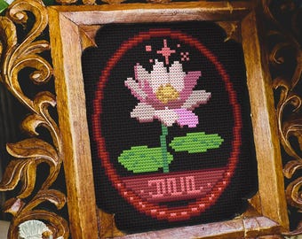 Birth Flower July Waterlily Folklore Cross Stitch Pattern PDF
