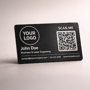 Carte de visite en métal avec QR Code | Carte de visite gravée au laser | Carte de visite personnalisée avec logo
