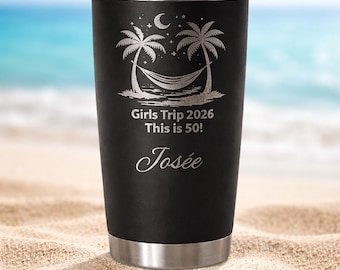 Personalized Travel Tumbler 20oz, Custom Vacation Cup, Beach Trip Cup, Bachelorette Party Gift, Girls Trip Tumbler, Name Engraved