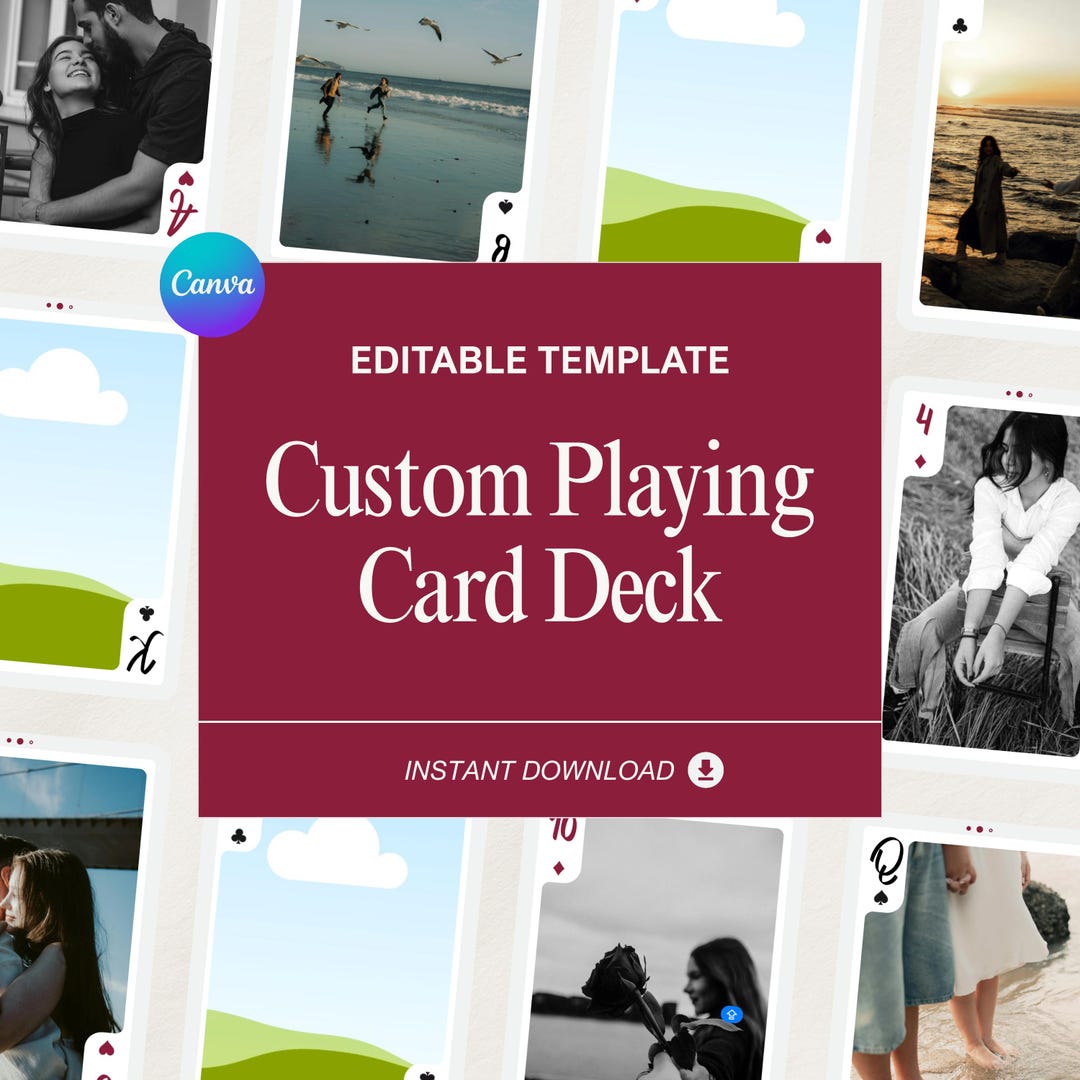 Custom Playing Card Deck Template With Box Editable in Canva Etsy