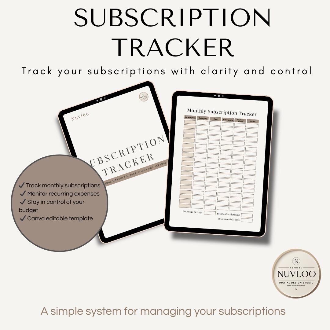 Subscription Tracker Printable | Bill Tracker | Monthly Expense Planner ...