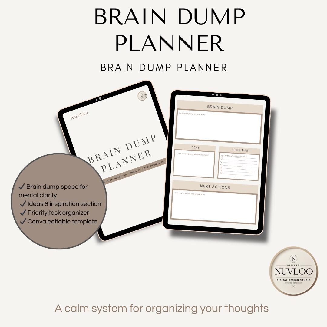 Brain Dump Printable | Mind Dump Planner | Organize Thoughts Worksheet ...