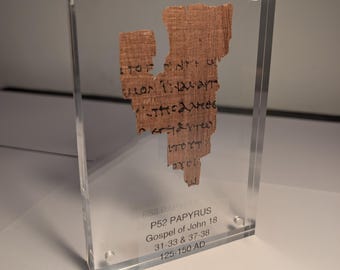 P52 - Oldest Gospel of John 18| Fragment Replica | Christian Gift | home decor | on Egyptian Papyrus
