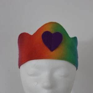 Rainbow Felt Crown with Blue Butterfly, Waldorf Birthday Crown