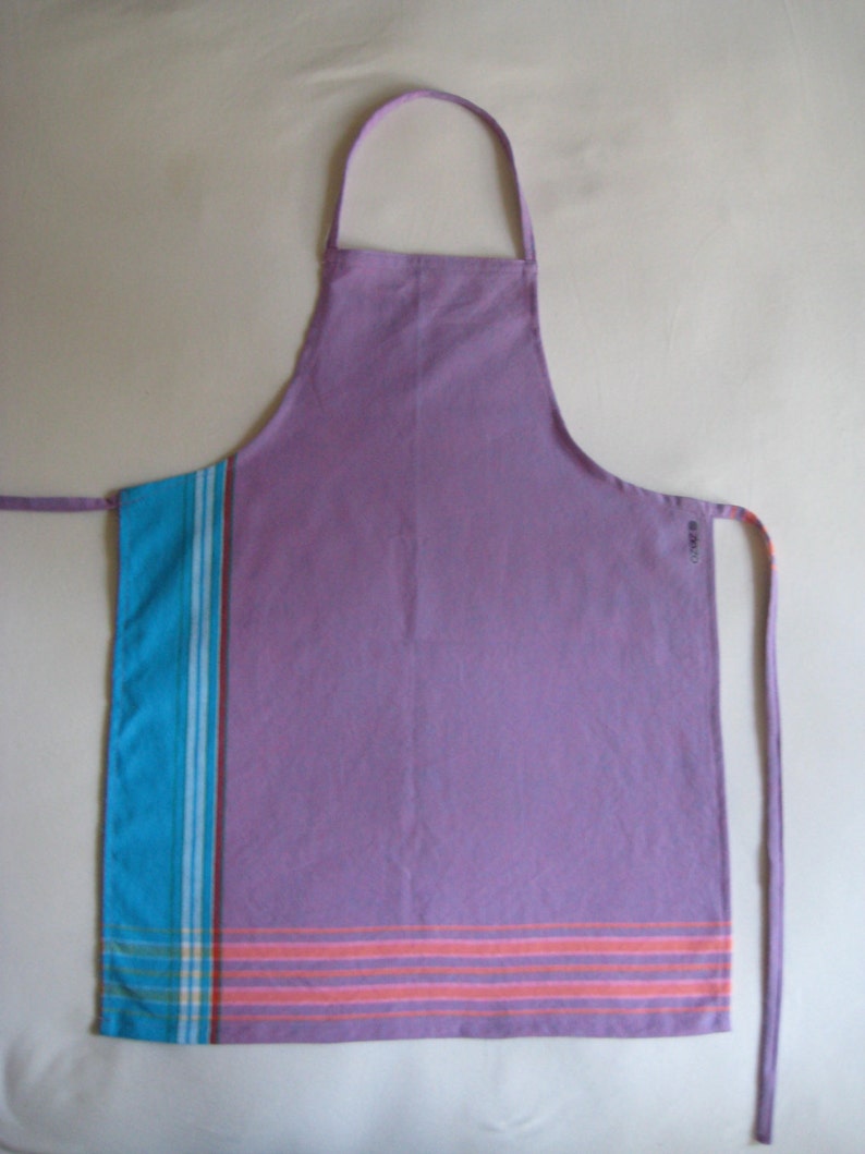 Kids Apron, Kikoy Apron in Purple and Aqua tones, Child Medium image 1