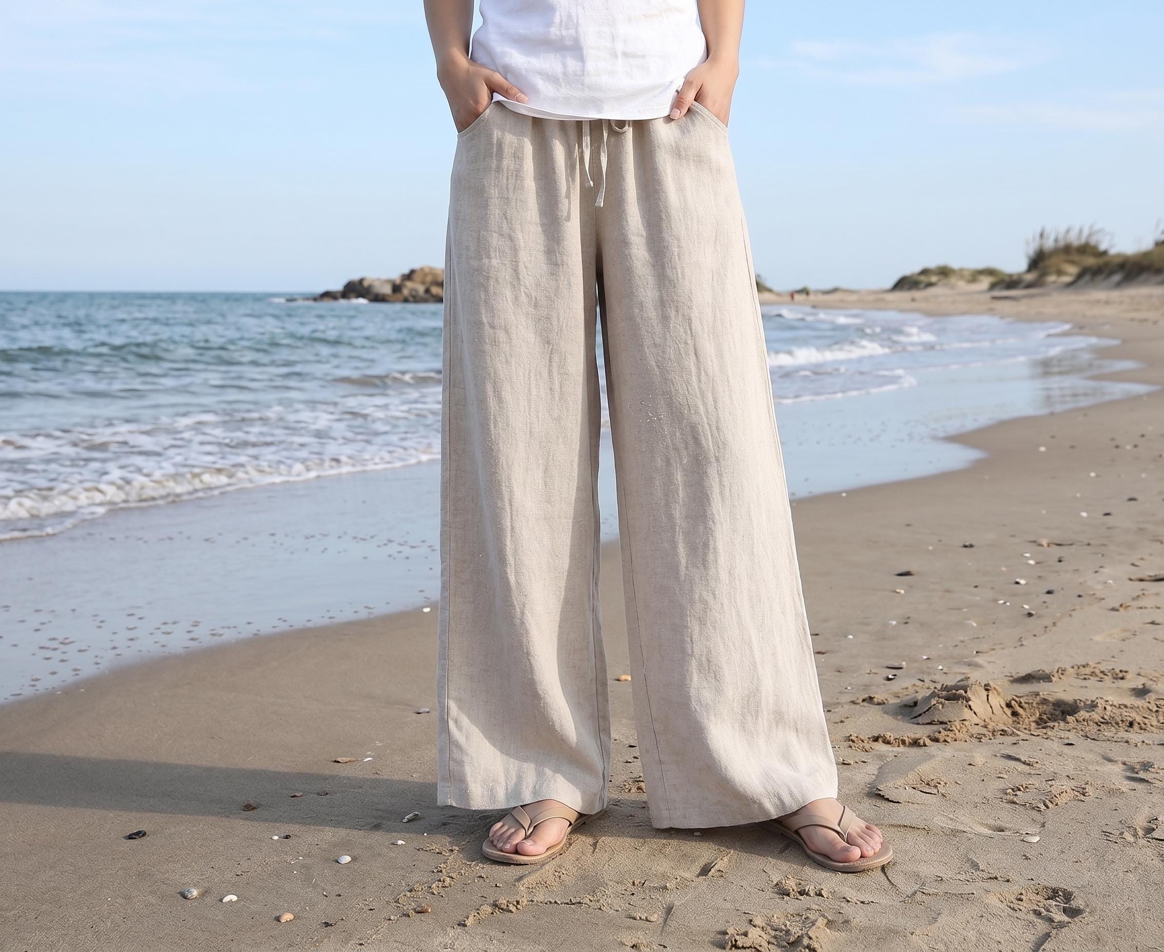 puro linen dress Pure Linen Handmade Positano Long Dress with Collar M main image 0