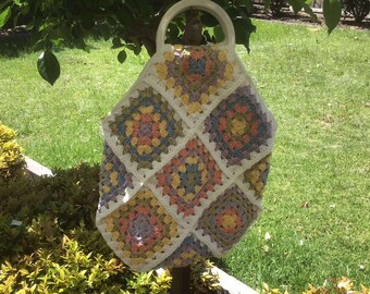Handmade lined cotton crochet bag