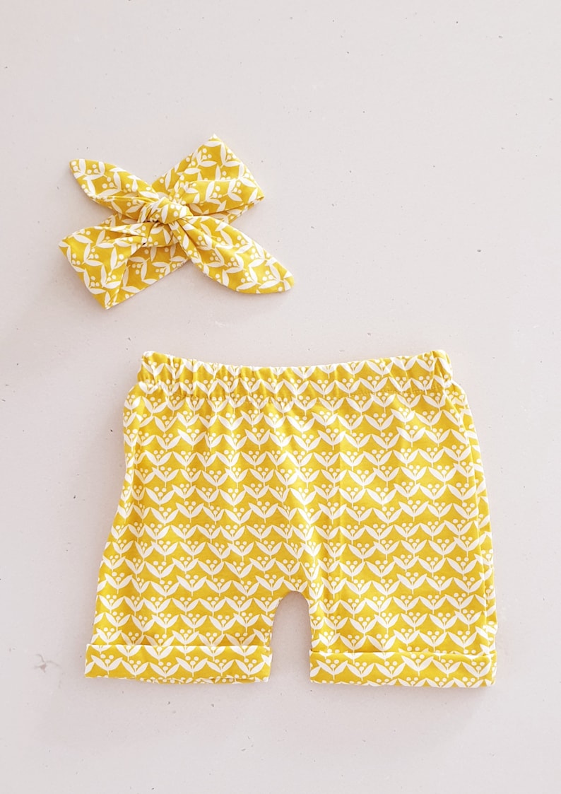 12 to 18 months Yellow Wattle Floral Native Pattern Pattern Short
