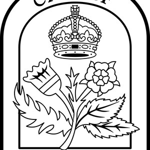 May include: A black and white emblem featuring an arched border with the text CITY OF ANNAPOLIS. Inside, a crown sits above a stylized flower and a thistle, both with detailed leaves, centered within the frame on a plain white background.