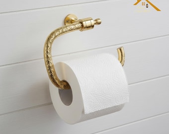 Unlacquered Brass Toilet Paper Holder, Moroccan Style Brass Roll Holder, Brass Bathroom Accessories.