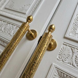 Handmade Unlacquered Brass Door Pull, Thicker Hand Engraved Door Pull Handles, Moroccan Design Pure Brass Door Pull.
