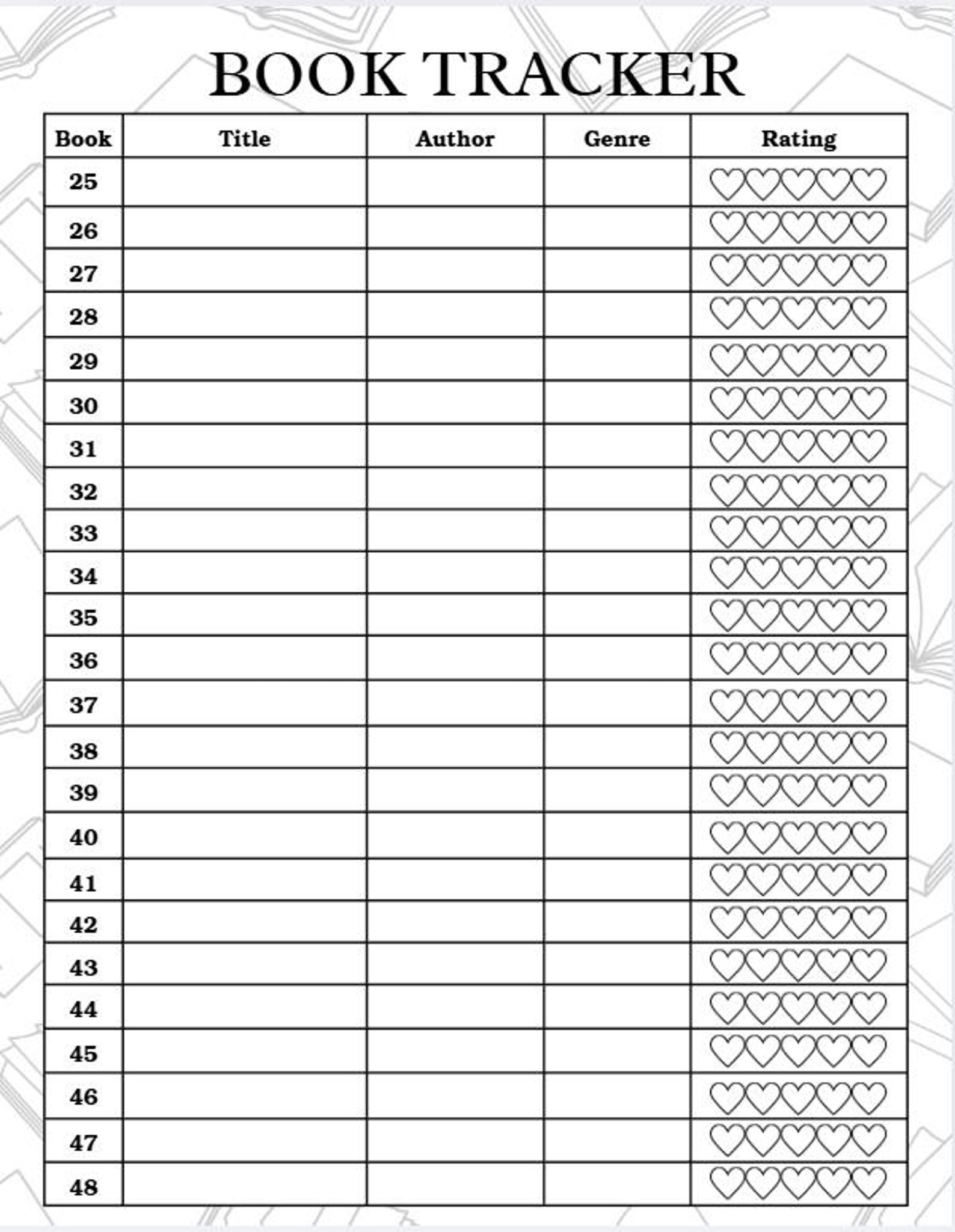 Book Tracker Printable | Reading Log | Minimalist Book Planner ...