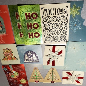 Cut en gerecycleerd kaarten voor versieringen en papier - kerst thema - voor kaarten, collage, scrapbooking, ambachten