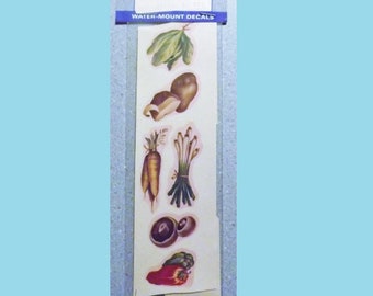 Vintage Water Mount Decals - Assorted Vegetables - 1 Pkg. with 12 Decals