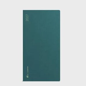 May include: A rectangular teal planner with a smooth cover. The year 2027 is printed in white in the top left corner. In the bottom left corner, the text reads W22 | a planner in white, oriented vertically along the left edge of the cover.