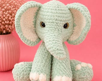 Full-sized elephant plushy in mint green