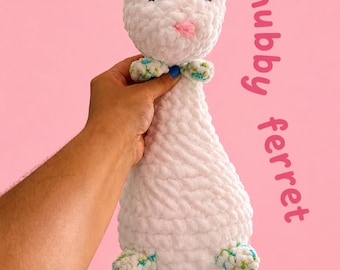Custom, weighted crochet black-footed ferret plushy