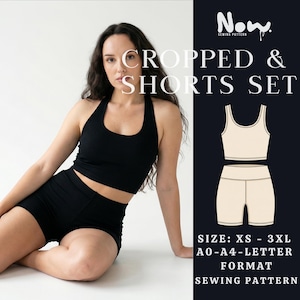 Cropped Tank Set PDF Sewing Pattern | Knit Tank & Shorts | S to 3XL | DIY Loungewear Co-Ord | Instant Download