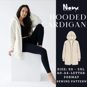 Hooded Sherpa Coat Sewing Pattern | Open Front Fleece Cardigan PDF | Cozy Outerwear | XS-3XL