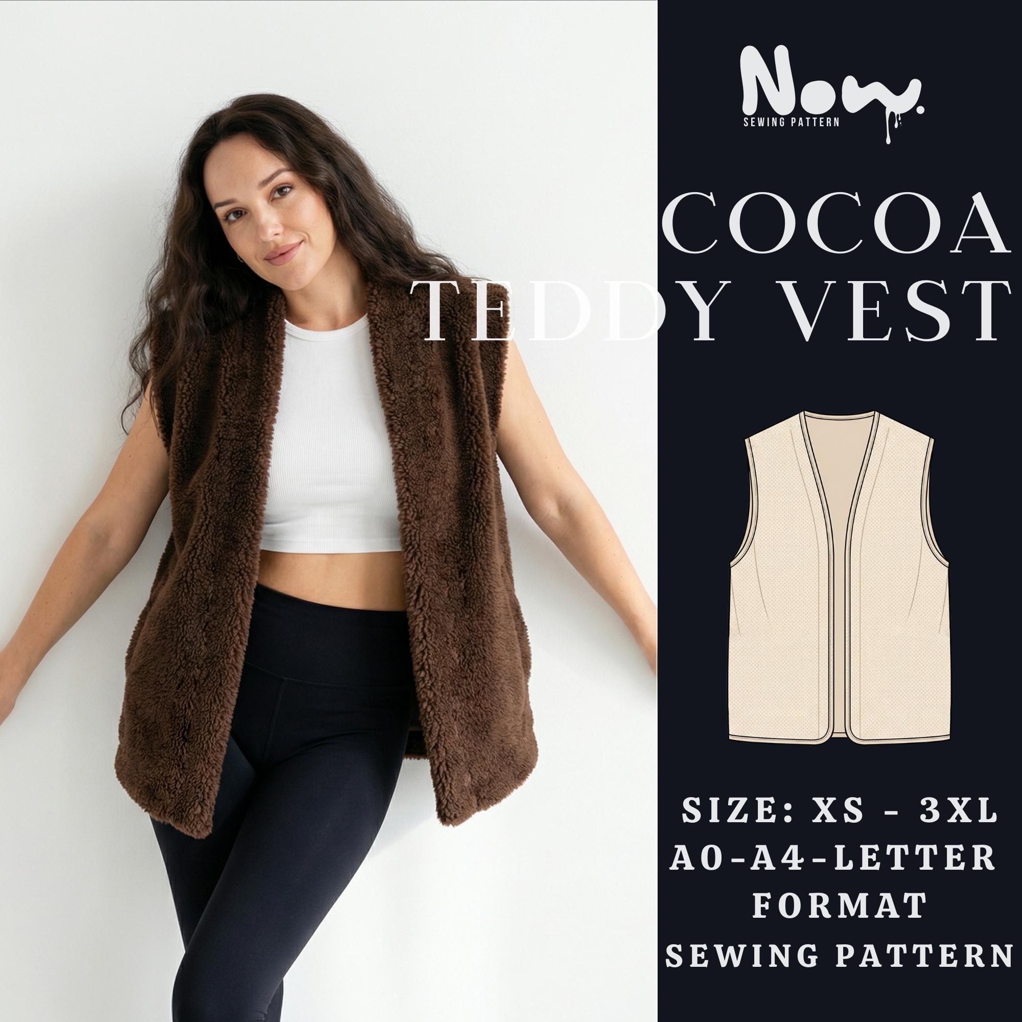 Cocoa Teddy Vest PDF Sewing Pattern | Sherpa Fleece Vest Pattern | A4 ...