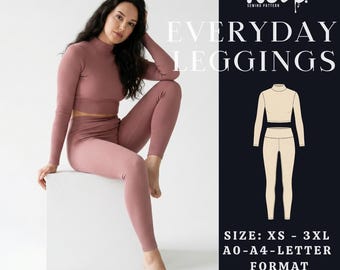 High Waist Leggings Sewing Pattern | Knit Yoga Pants (A4/A0/US Letter)