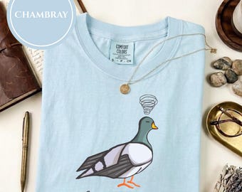 Camiseta divertida con paloma loca, Comfort Colors 1717, camiseta gráfica de pájaro, camiseta para observadores de aves