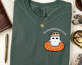 Camiseta Summerween Ghost, Camiseta Comfort Colors 1717, Camiseta de verano espeluznante, Camiseta gráfica de Halloween