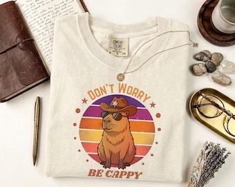 Camiseta "No te preocupes, sé Cappy", Camiseta divertida de capibara, Regalo retro para amantes de los animales, Colores cómodos,