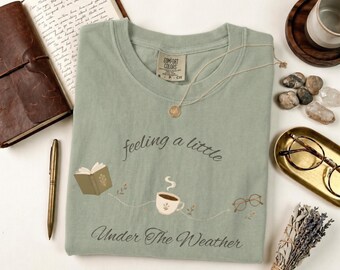 Me siento mal, camiseta estilo cottagecore para amantes de los libros, colores vintage que brindan comodidad, día de enfermedad minimalista