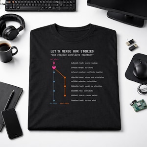Git Merge Love Story Dark Mode Shirt, Programmer Valentine Gift