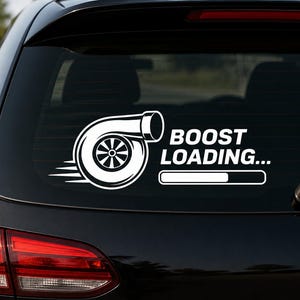 Bilklistermärken med Boost Loading | Turbo-klistermärken | Turboaggregat-klistermärken | Tuning-bilklistermärken | Racing-dekaler | JDM-stil | Bakruteklistermärken