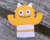 Bright Yellow Two Eyed Monster Finger Puppet